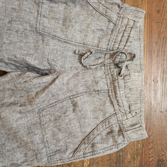 Athleta Bali Linen Jogger Pant Drawstring Cuffed Hem Ankle Crop Gray. 6 - Picture 7 of 7